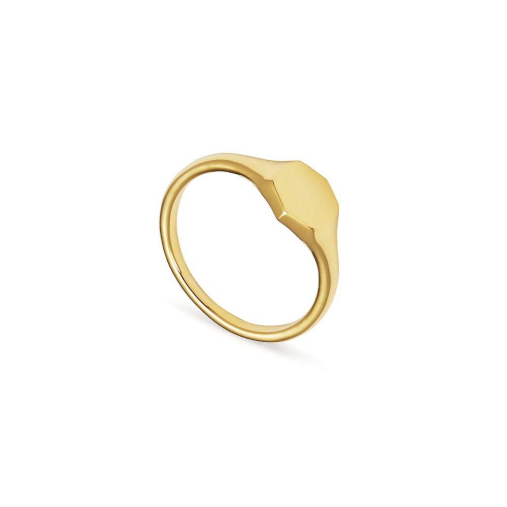 Exquisite Kendra Scott Davis Signet Ring Crafted in 18k Gold Vermeil for Timeless Elegance
