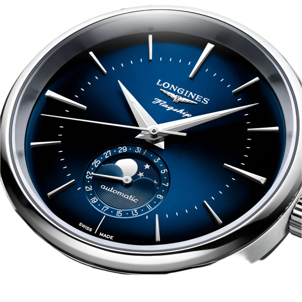 Longines Flagship Heritage Automatic Moonphase Watch with 38.5mm Stainless Steel Case