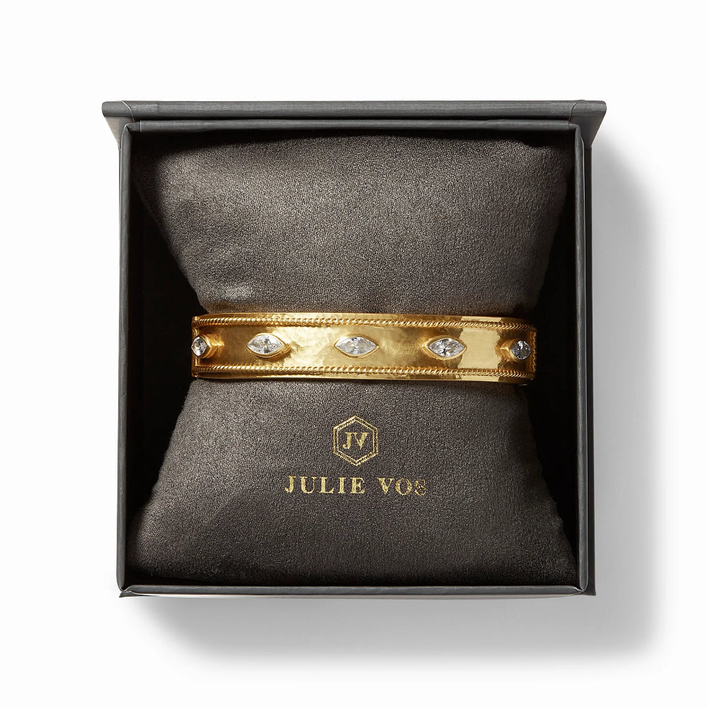 Julie Vos Shimmering Monaco Cubic Zirconia Hinged Gold Bangle