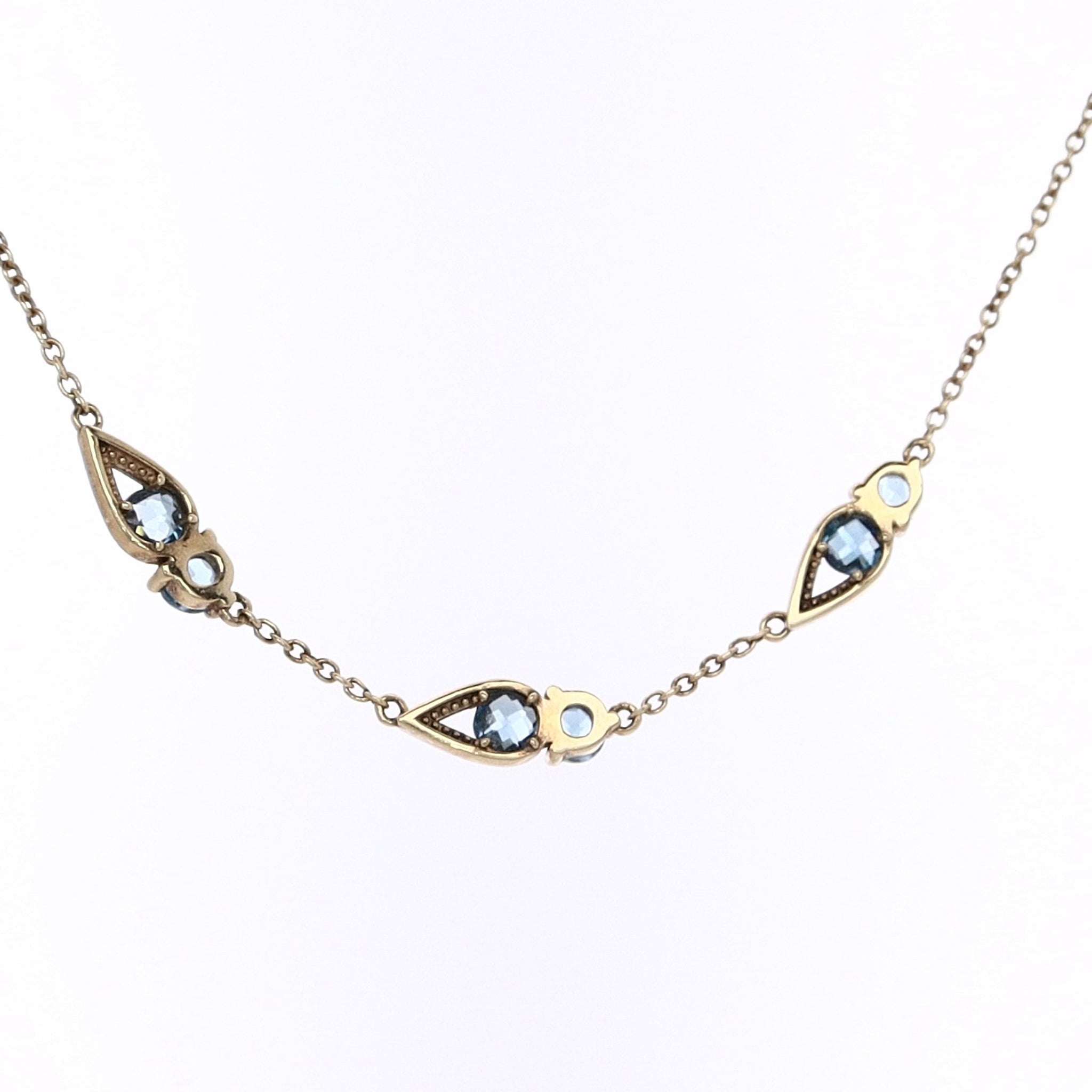 Tacori 14k Yellow Gold Double Station Necklace with London Blue Topaz Stones