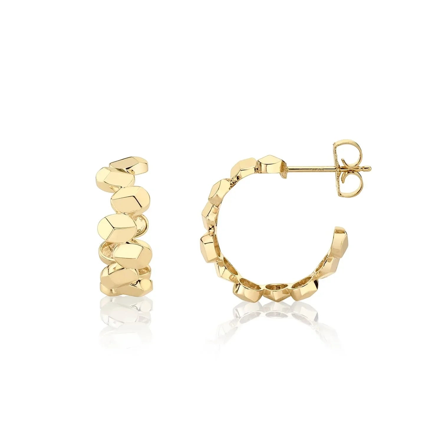 Michael M 14k Yellow Gold Large Hoop Earrings with Repeat Ovals Shape