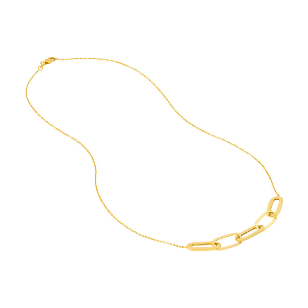 Stunning 14k Gold Large Oval Link Design Element Necklace for Fashion Lovers