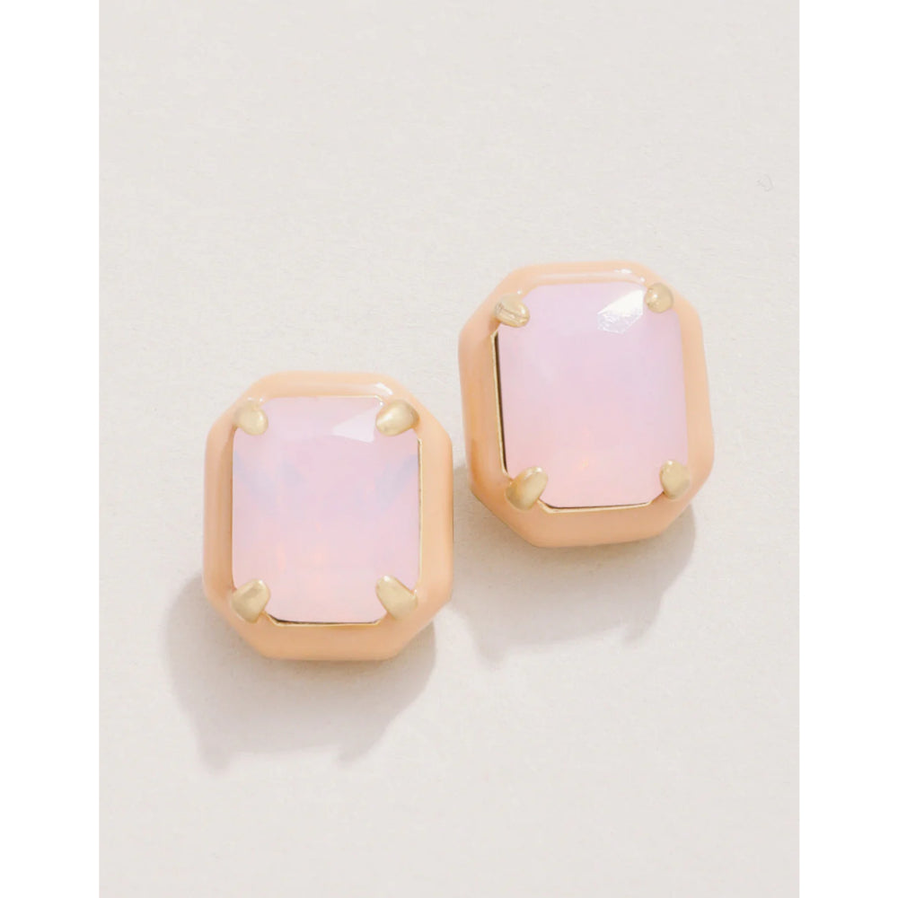 Exquisite Spartina Clara Opal Glass Window Stud Earrings in 18kt Matte Gold