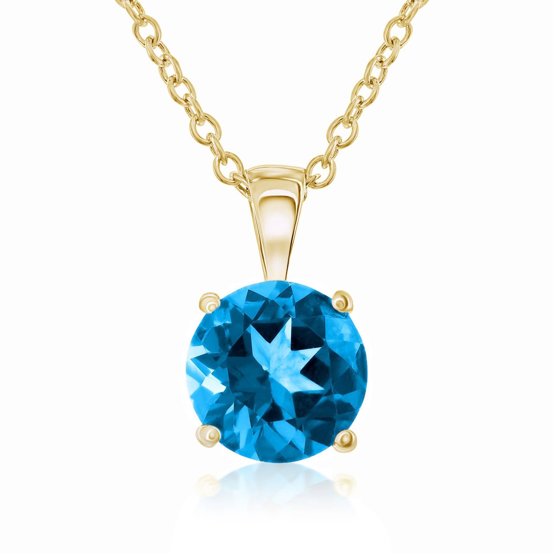 14k Gold Swiss Blue Topaz Pendant Necklace by Smyth Jewelers