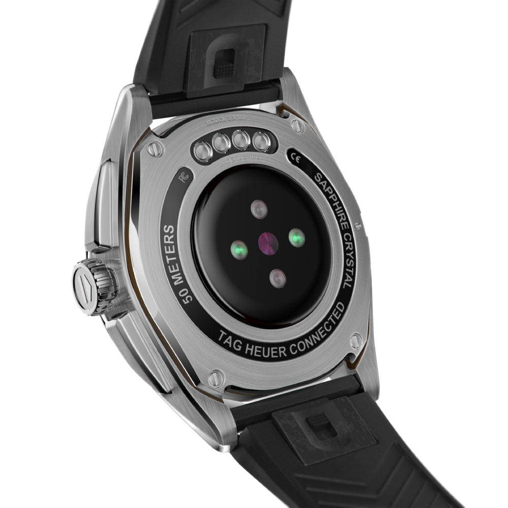 TAG Heuer Connected Calibre E4 Luxury Smartwatch with Stainless - Steel Case and Black Rubber Wrist Strap