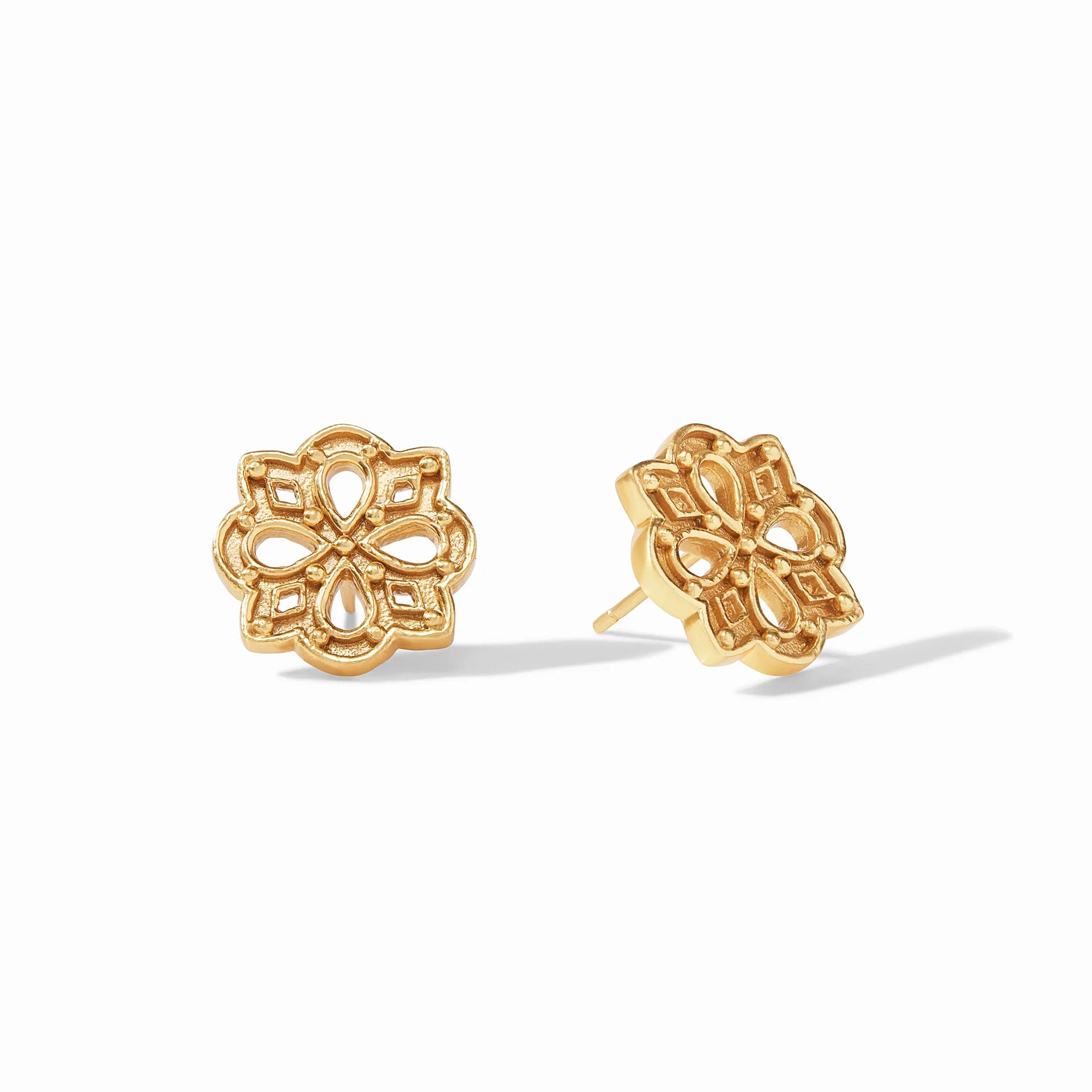 Julie Vos Gold SoHo Stud Earrings with Quatrefoil Design