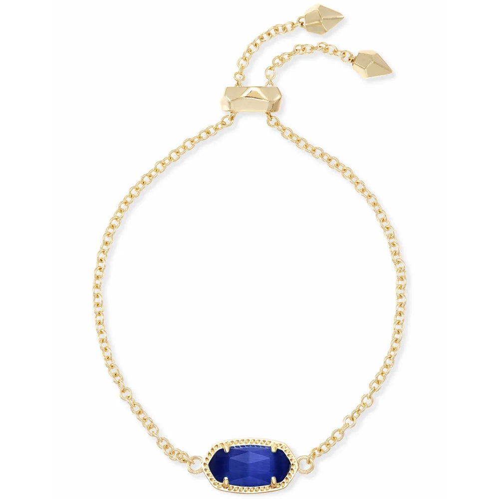 Kendra Scott Elaina Cobalt Cats Eye Adjustable Gold Chain Bracelet