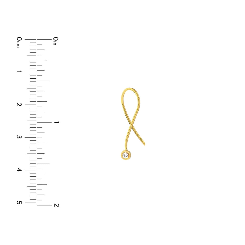 14k Yellow Gold Diamond Bezel Wire Threader Earrings for Sparkling Look
