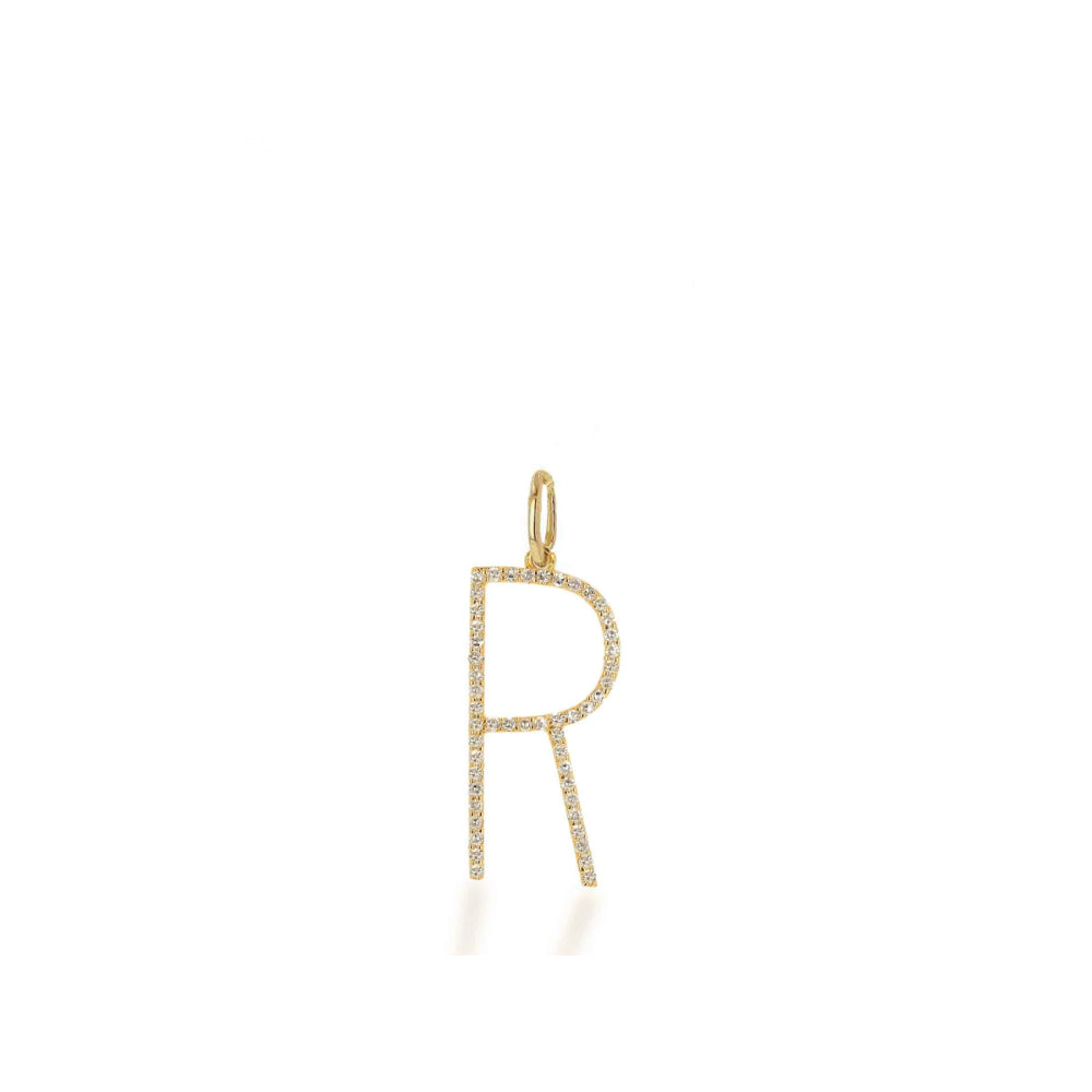 14k Gold Oversized Personalized Diamond Initial Letter Charm