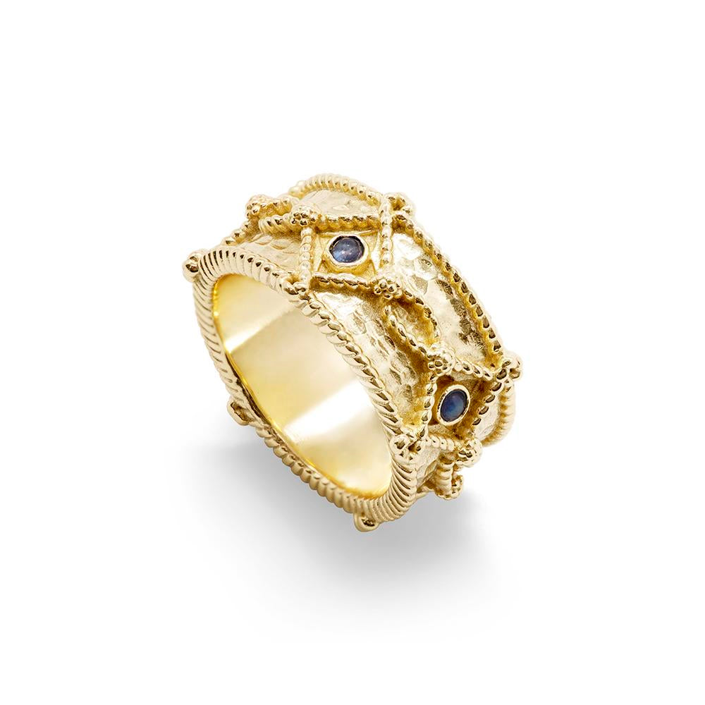 Capucine de Wulf Exquisite Hammered Gold and Blue Labradorite Victoria Ring Band