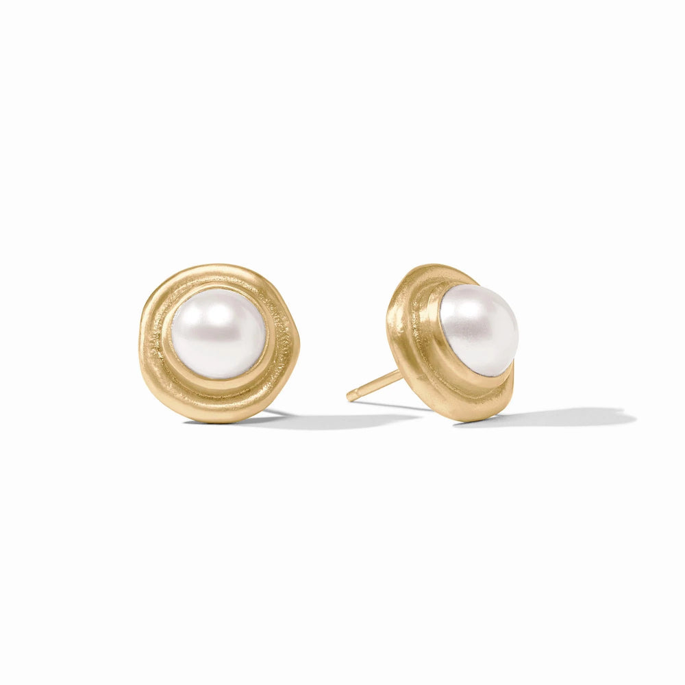 Julie Vos Wave Design Stone Stud Earrings