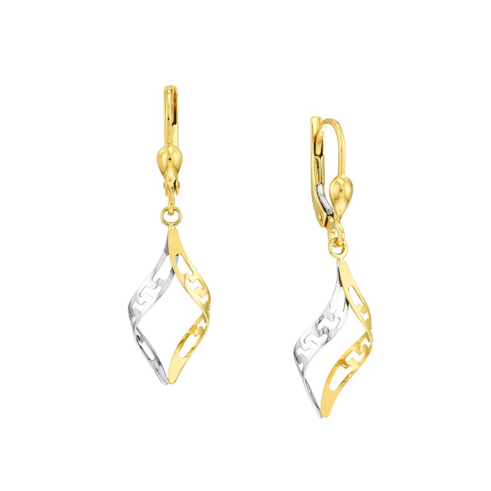 Exquisite 14k Two-Tone Marquise Twisted Drop Earrings for Jewelry Lovers