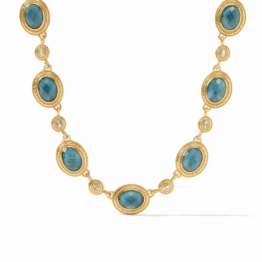 Julie Vos Tudor Style Stone and CZ Adjustable Necklace in 24k Gold Plate