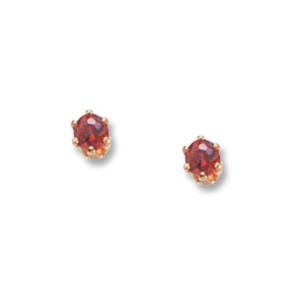 Gorgeous 14k Yellow Gold Garnet Stud Earrings with 3mm Stones
