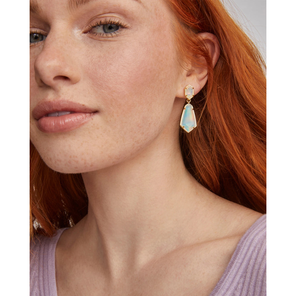 Kendra Scott Gold Opalite Illusion Hallie Convertible Drop Earrings