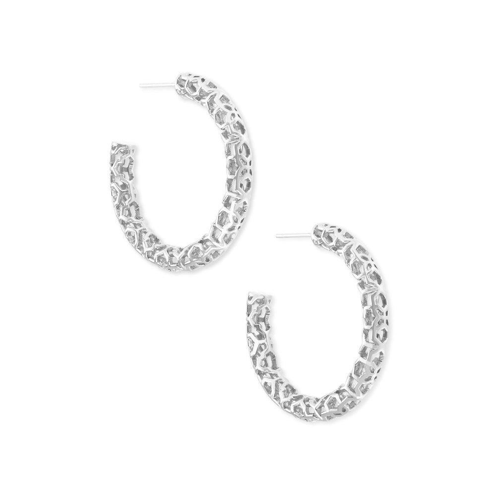 Kendra Scott Filigree Maggie Small Hoop Earrings in 14k Gold or Rhodium