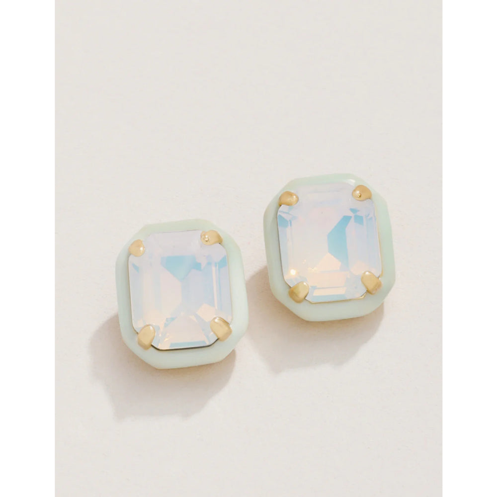 Exquisite Spartina Clara Opal Glass Window Stud Earrings in 18kt Matte Gold