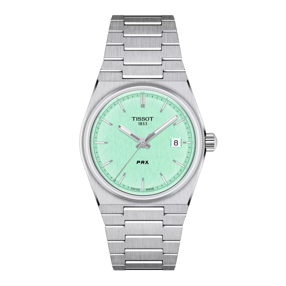 Tissot PRX 35mm Quartz Watch Featuring a Light Green Dial
