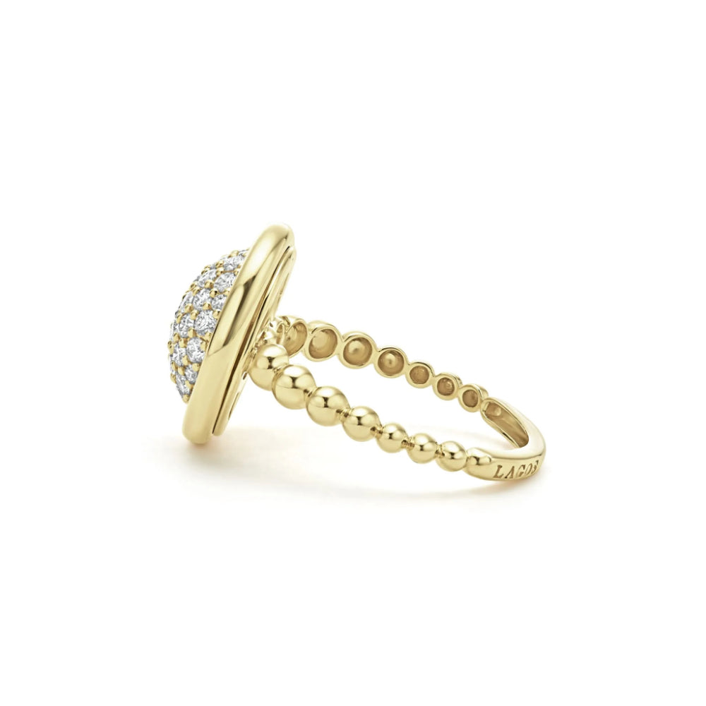 Exquisite Lagos 18k Gold Meridian Circle Diamond Statement Ring for Women