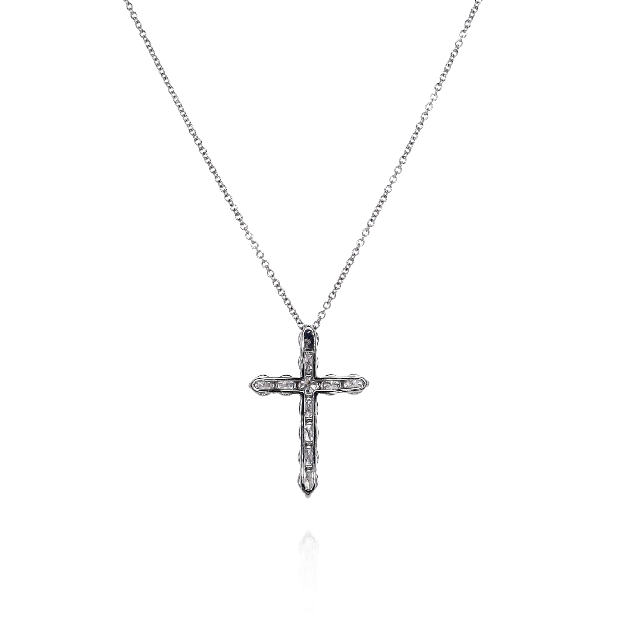 Stunning 14k White Gold 18-Inch 1-Carat Diamond Cross Pendant Necklace for Elegant Jewelry Lovers