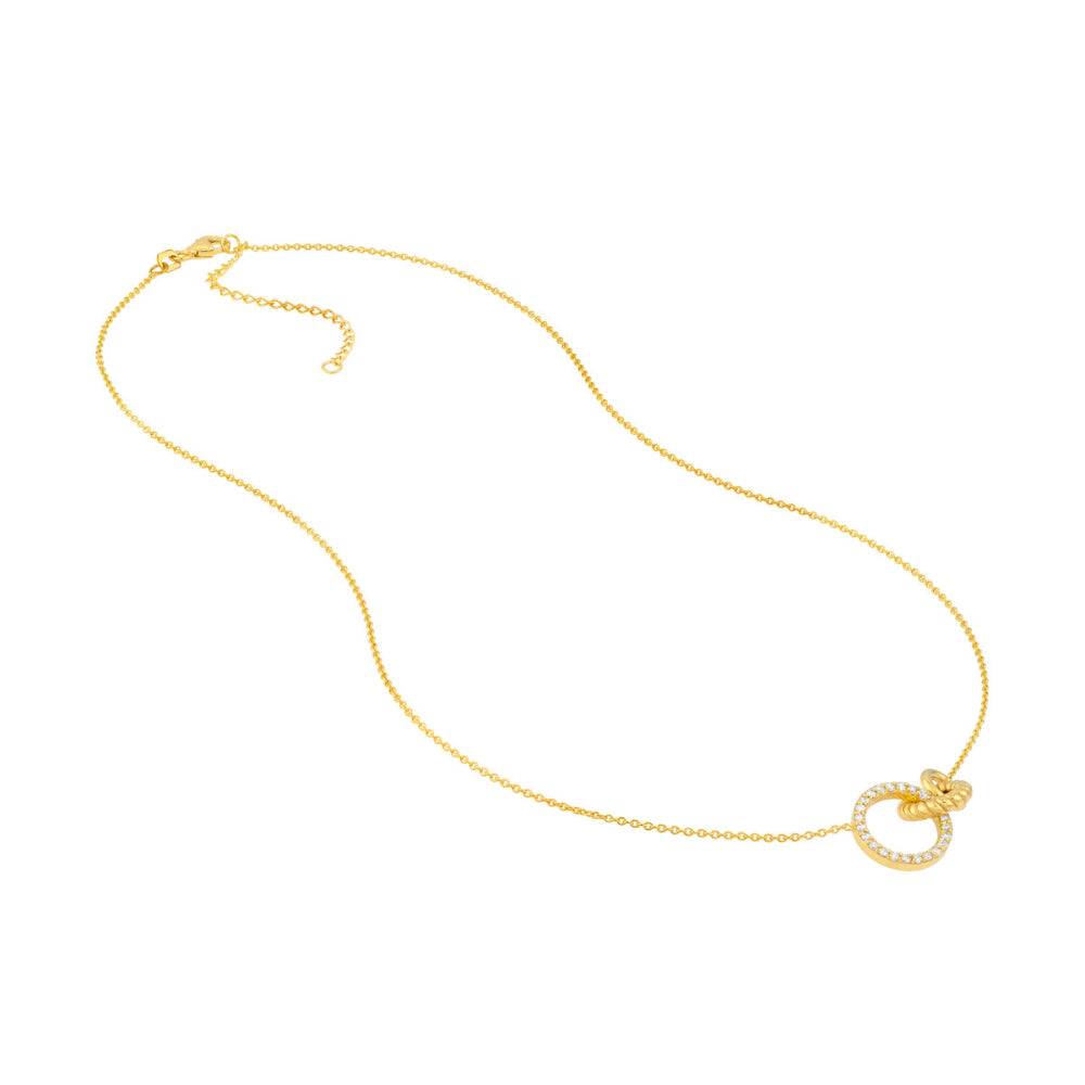 14k Gold Linked Circle Diamond Ring Style Necklace for Special Occasions