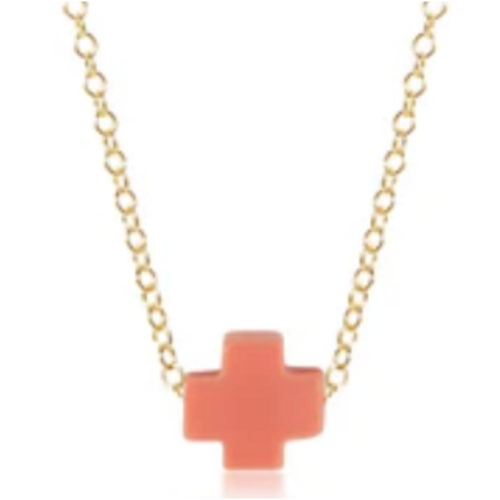Enewton Gold 14kt-Filled E-girl Signature Cross Coral Necklace for Kids and Tweens
