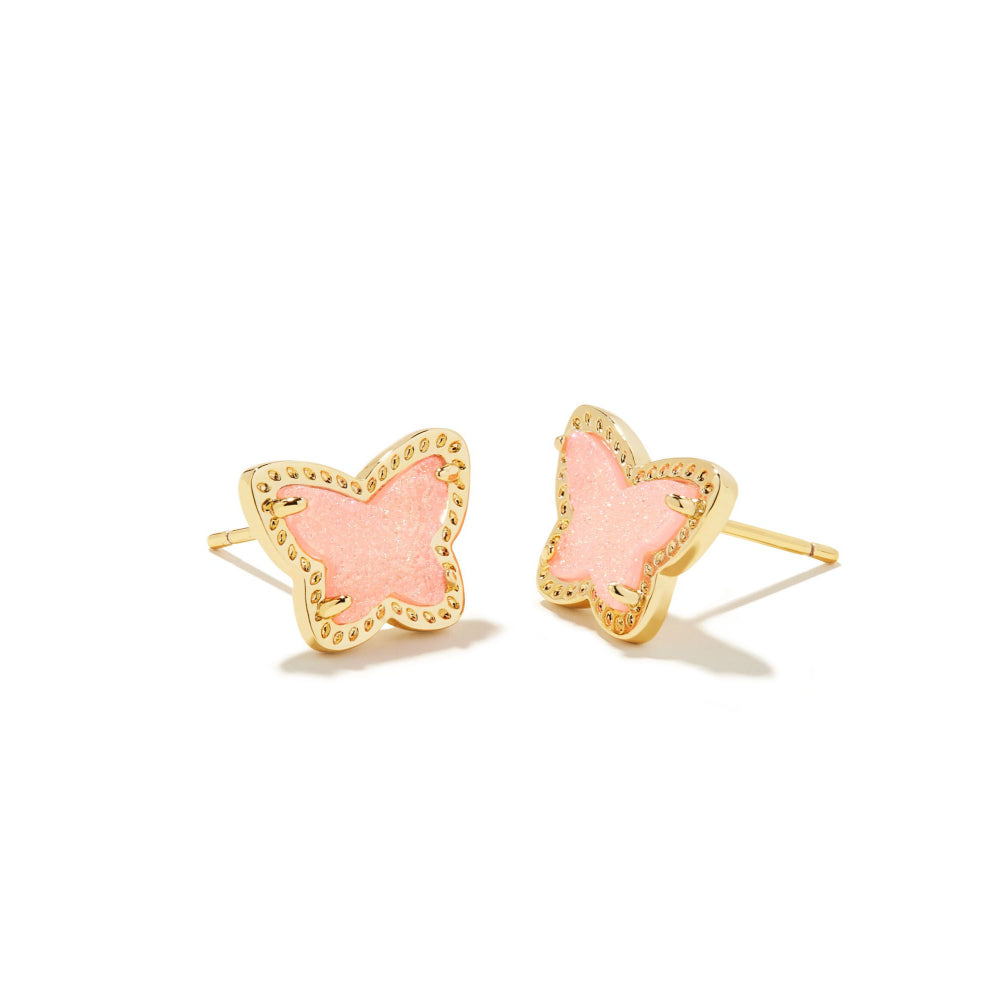 Kendra Scott Iridescent Light Pink Drusy Gold Stud Earrings
