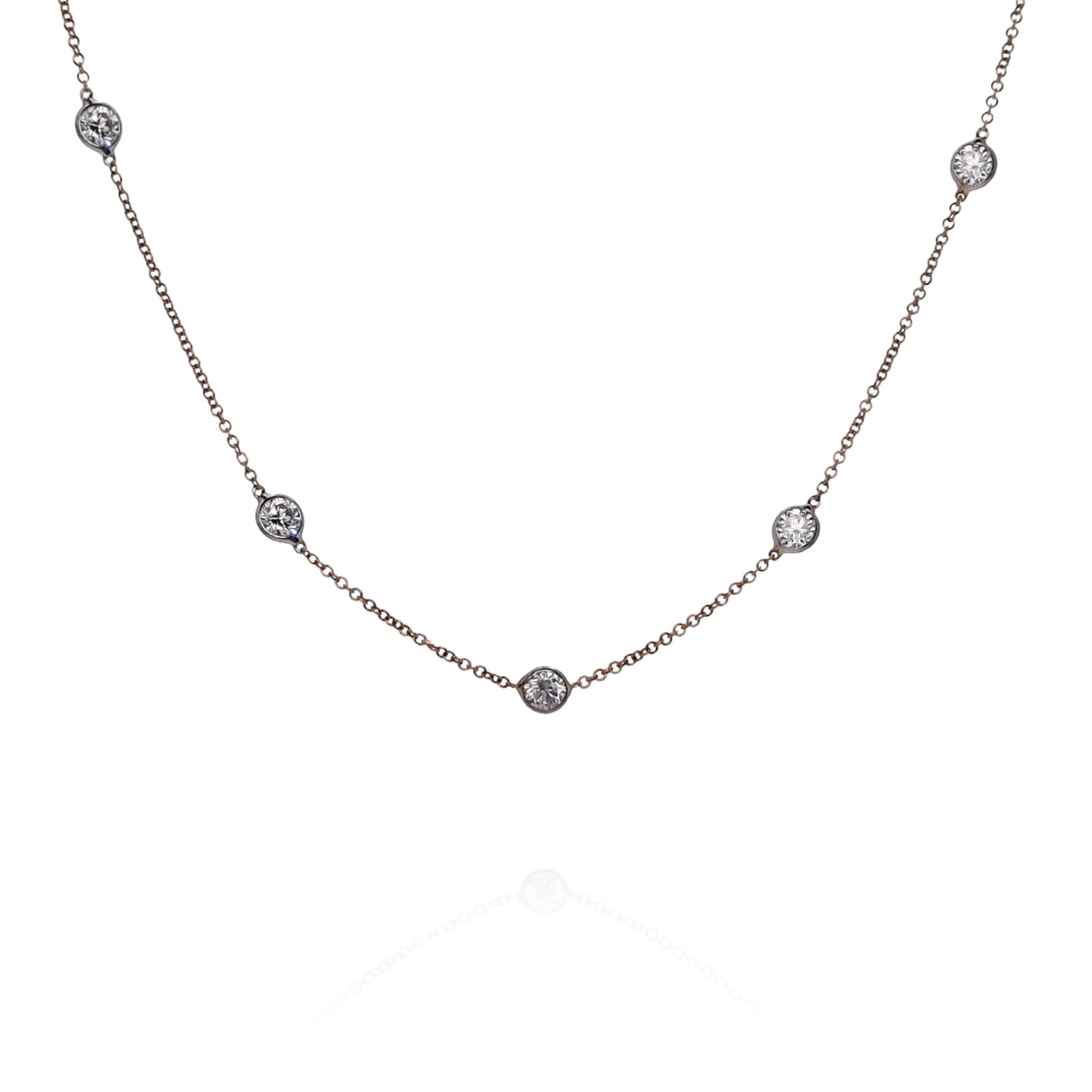 18k Rose Gold and White Gold 18 - Diamond By - the - Yard Necklace