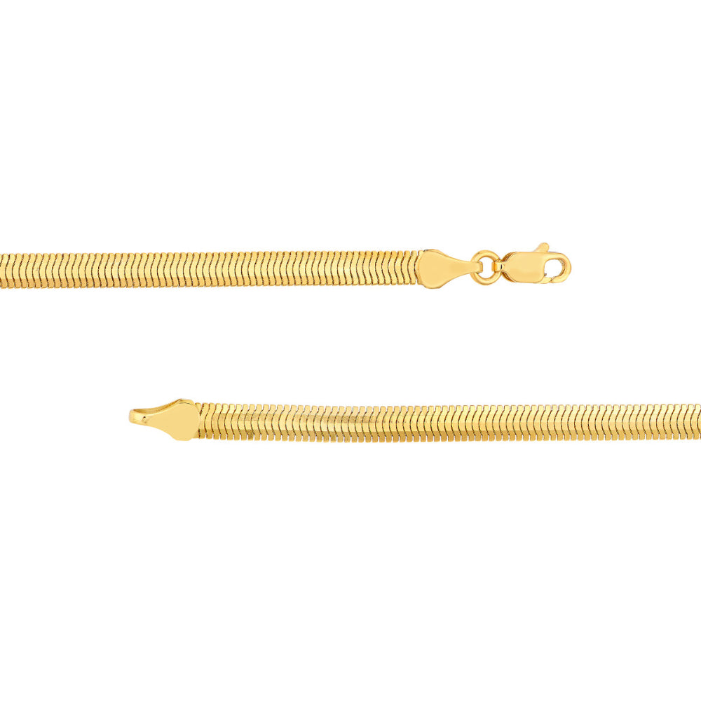 14k Yellow Gold 4.2mm Hollow Oval Snake Chain Bracelet for a Modern Jewelry Collection