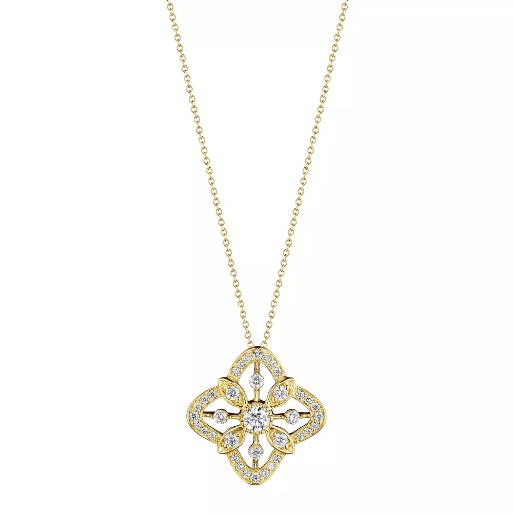 Verragio 18k Gold Fiore-Style Diamond Pendant Necklace for Daily Wear