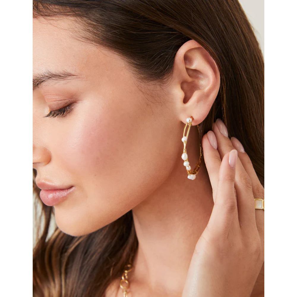 Spartina Pearl-Wrapped Swell Hoop Earrings for Everyday Wear