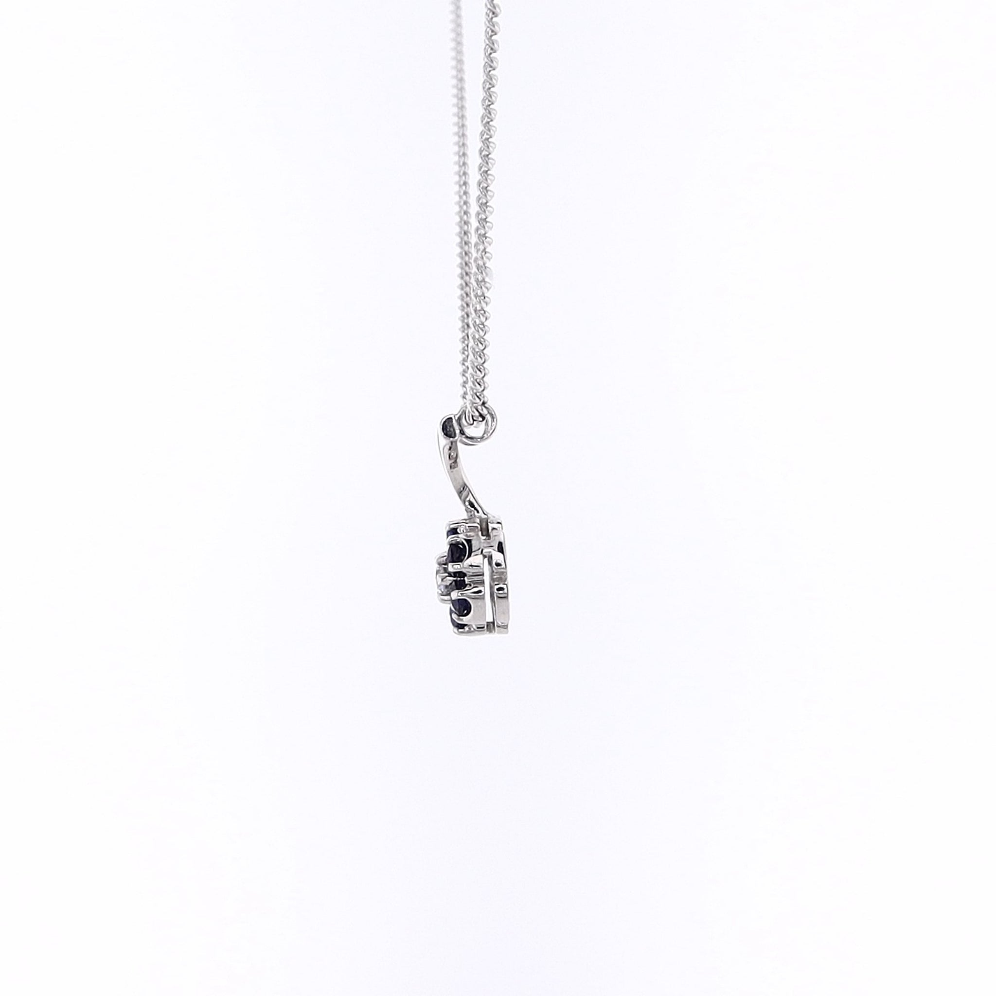 Exquisite Estate White Gold Flower-Inspired Diamond and Sapphire Pendant Necklace for Women