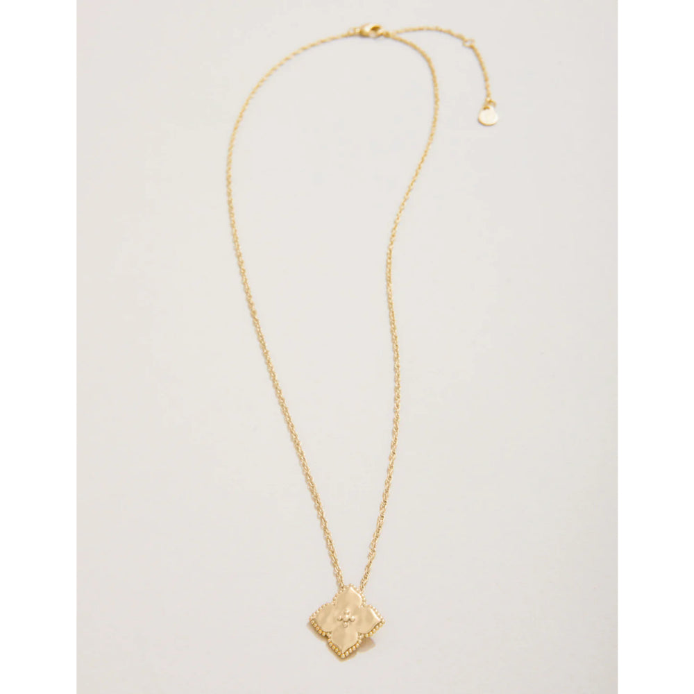 18kt Matte Gold Plated Spartina Richmond Hill Petite 4 - Petal Flower Necklace