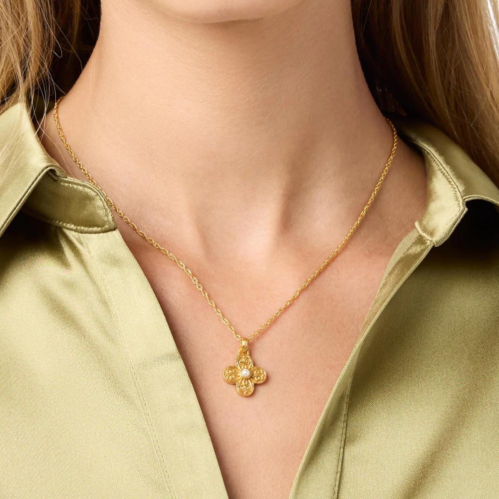 Julie Vos Delicate Pearl Corinth Necklace with 24K Gold Plate