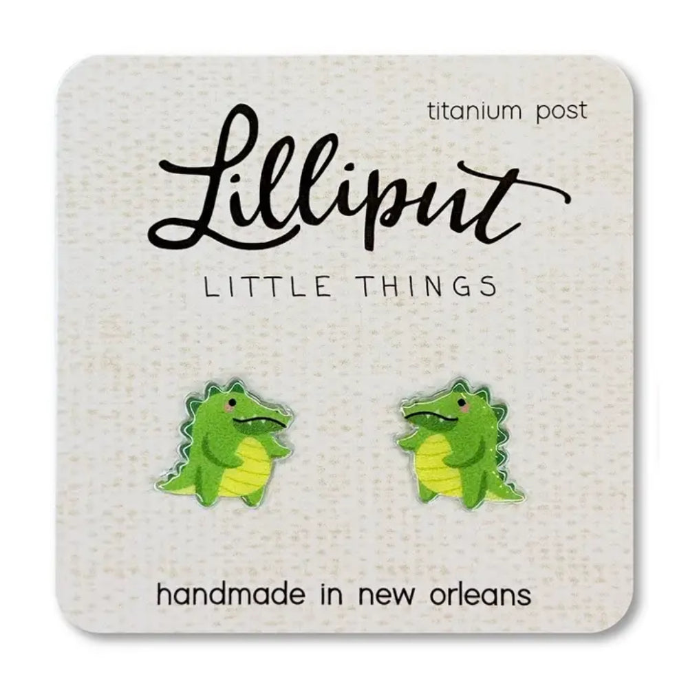 Comfortable Hypoallergenic Alligator Design Earrings by Lilliput Little Things