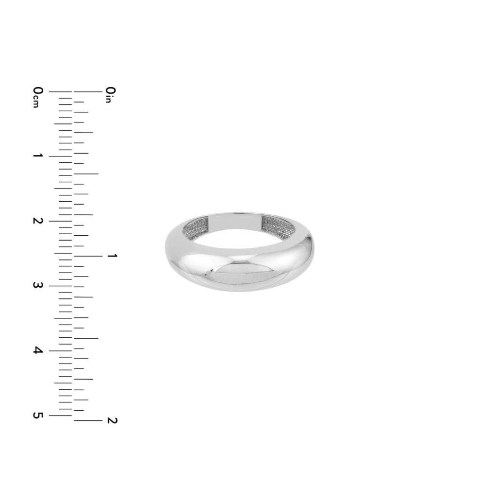 Stylish 14k White Gold Wide Domed Finger Ring for Elegant Look