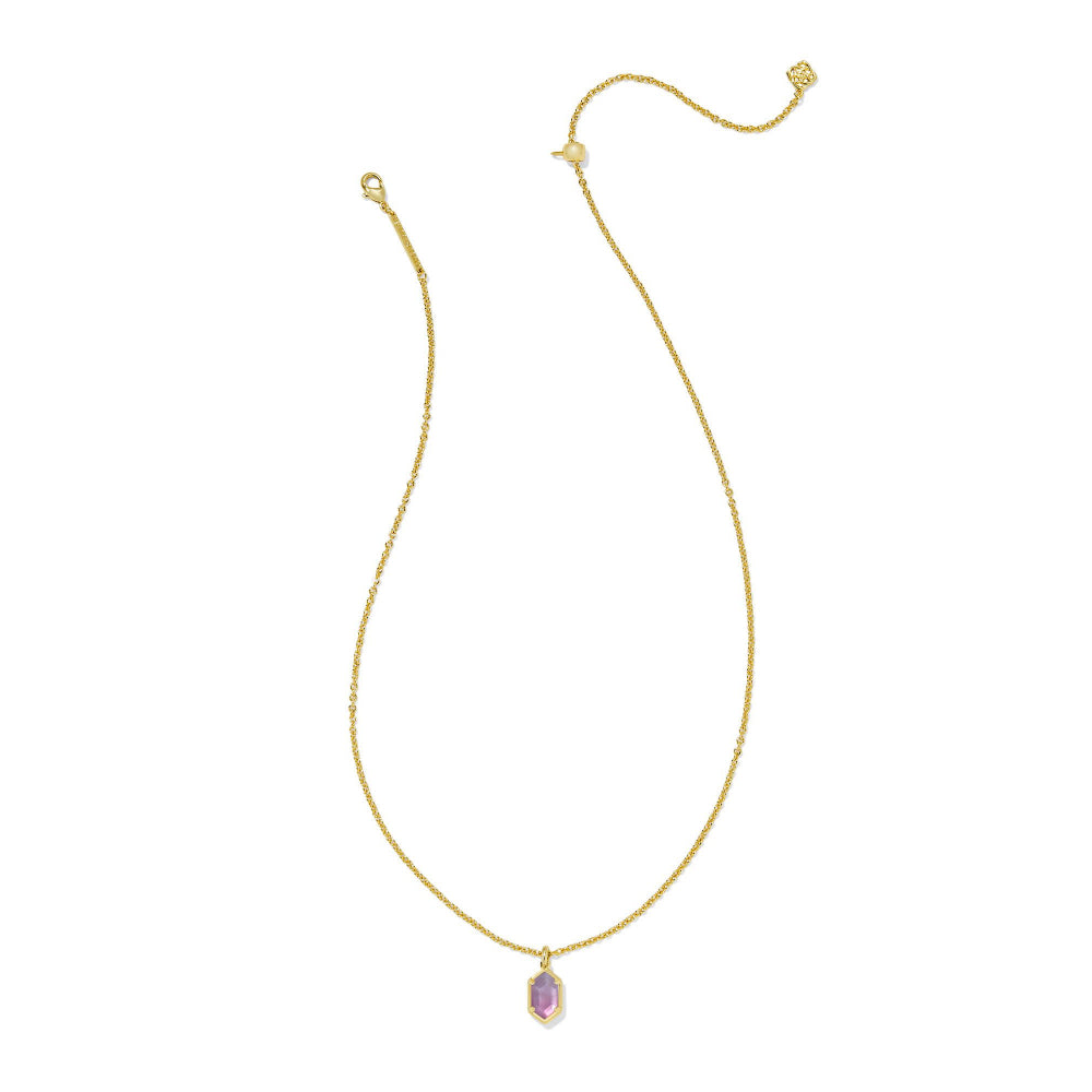 Kendra Scott Gold-Plated Brass Hallie Short Pendant Necklace with Purple Watercolor Illusion Design
