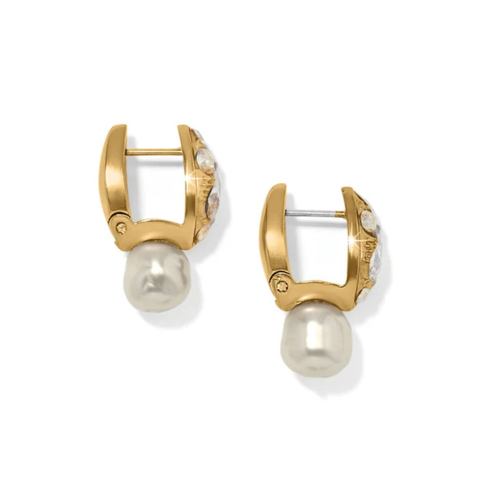 Brighton Gold Plated Pearl Drop Earrings with Hand - set European Crystals