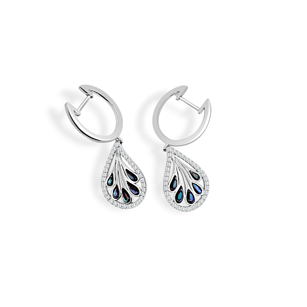 Gorgeous 14k Gold Peacock-style Abalone Teardrop Earrings