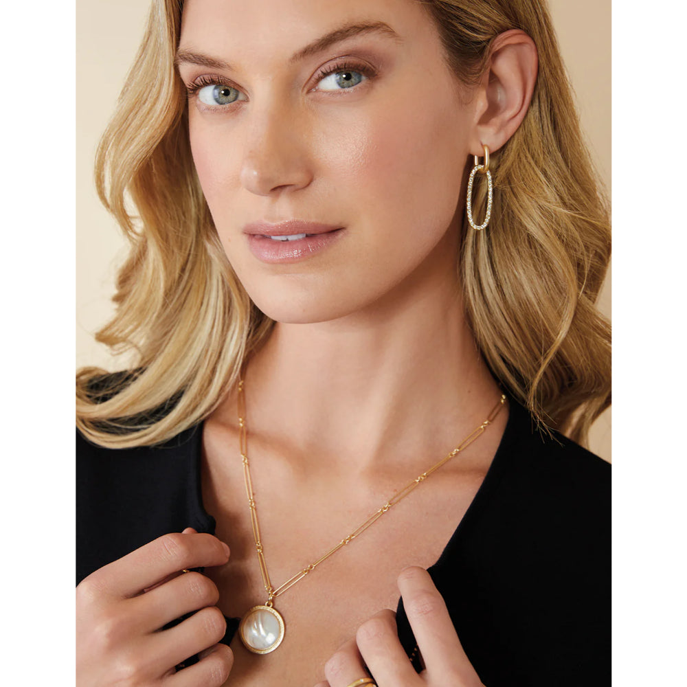 Sparkling 18kt Matte Gold Spartan Hudson Convertible Crystal Hoop Earrings
