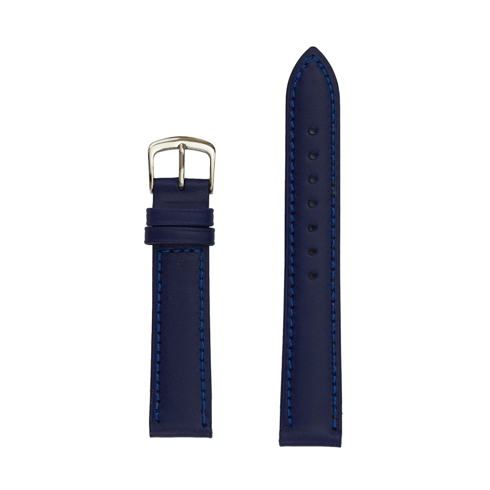 Stylish Men's Blue Genuine Smooth Leather Watch Strap for Wristwatches