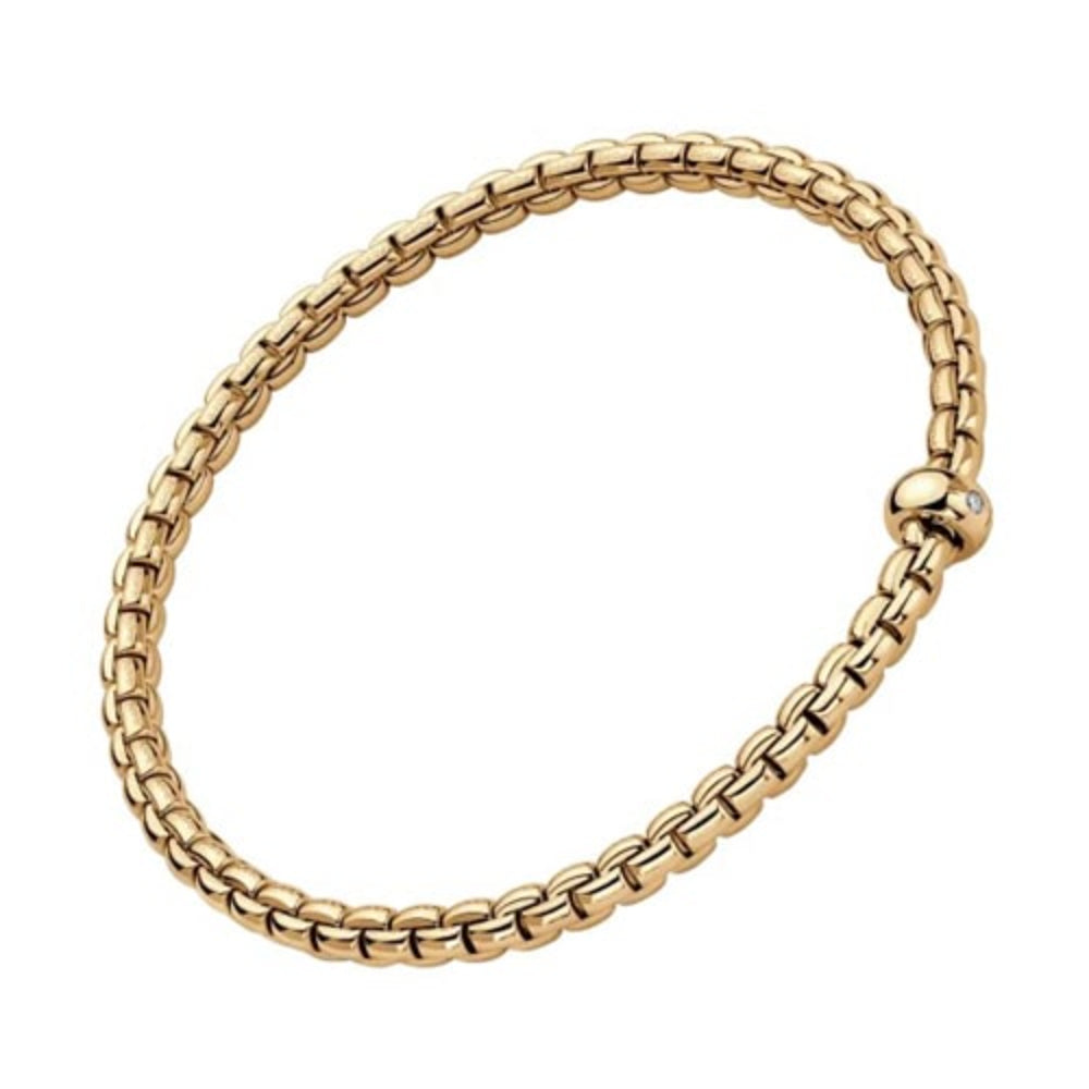 Fope Eka Collection 18k Gold Single Diamond Flexible Flex'it Bracelet for Women