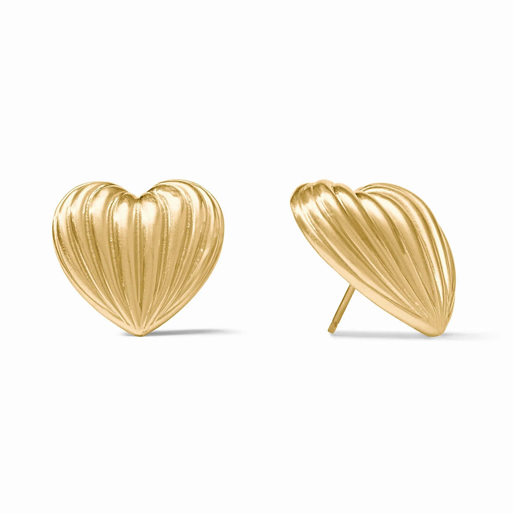 Julie Vos 24K Gold Plated Puffy Heart Stud Earrings for a Statement Look