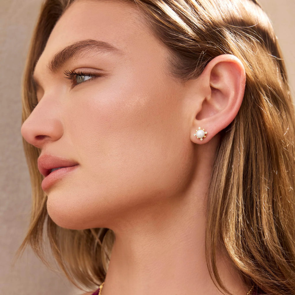 Lagos Luna 18k Gold and Diamond - Adorned Pearl Stud Earrings