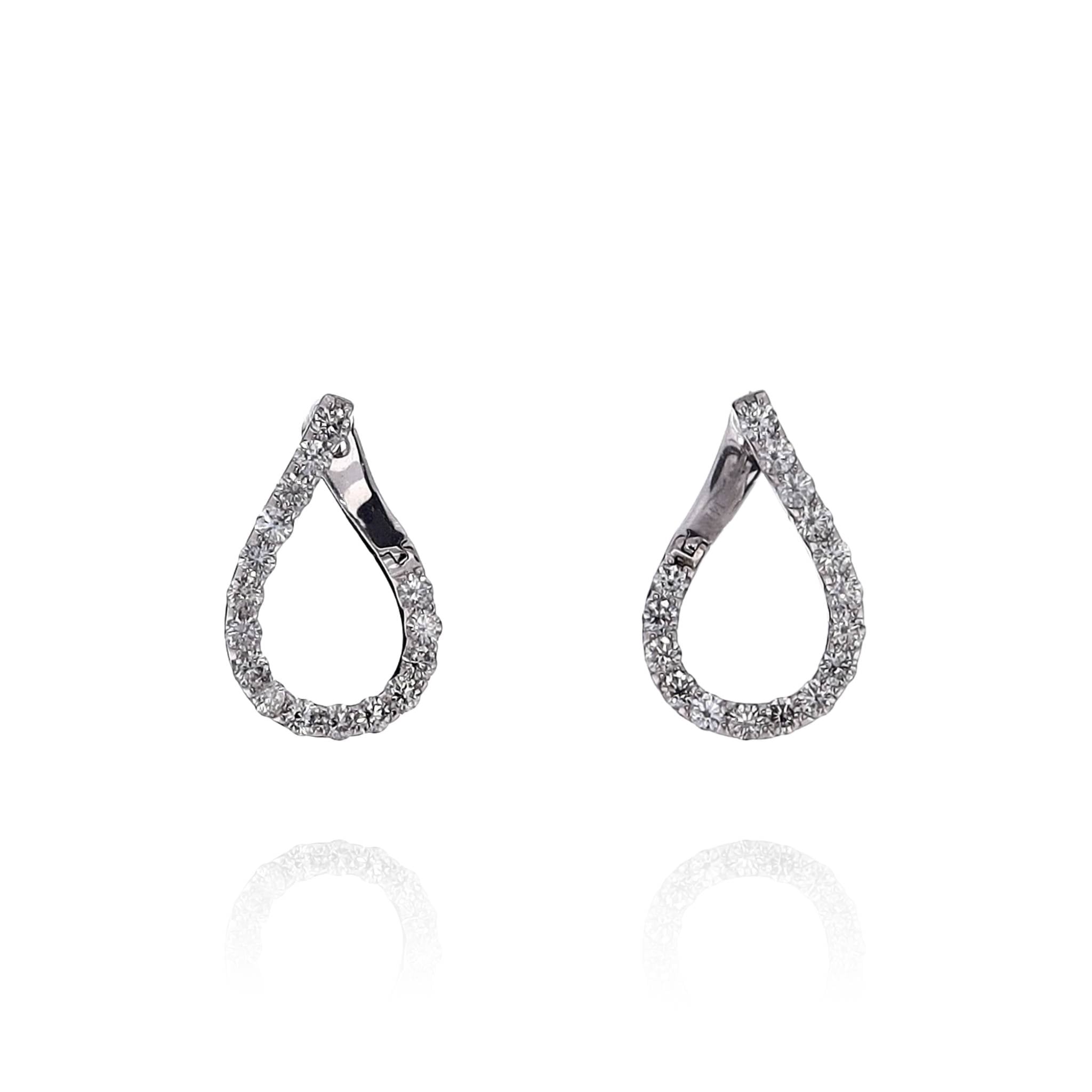 14k White Gold Front-Facing J Hoop Diamond Earrings with 1.77ct Total Weight