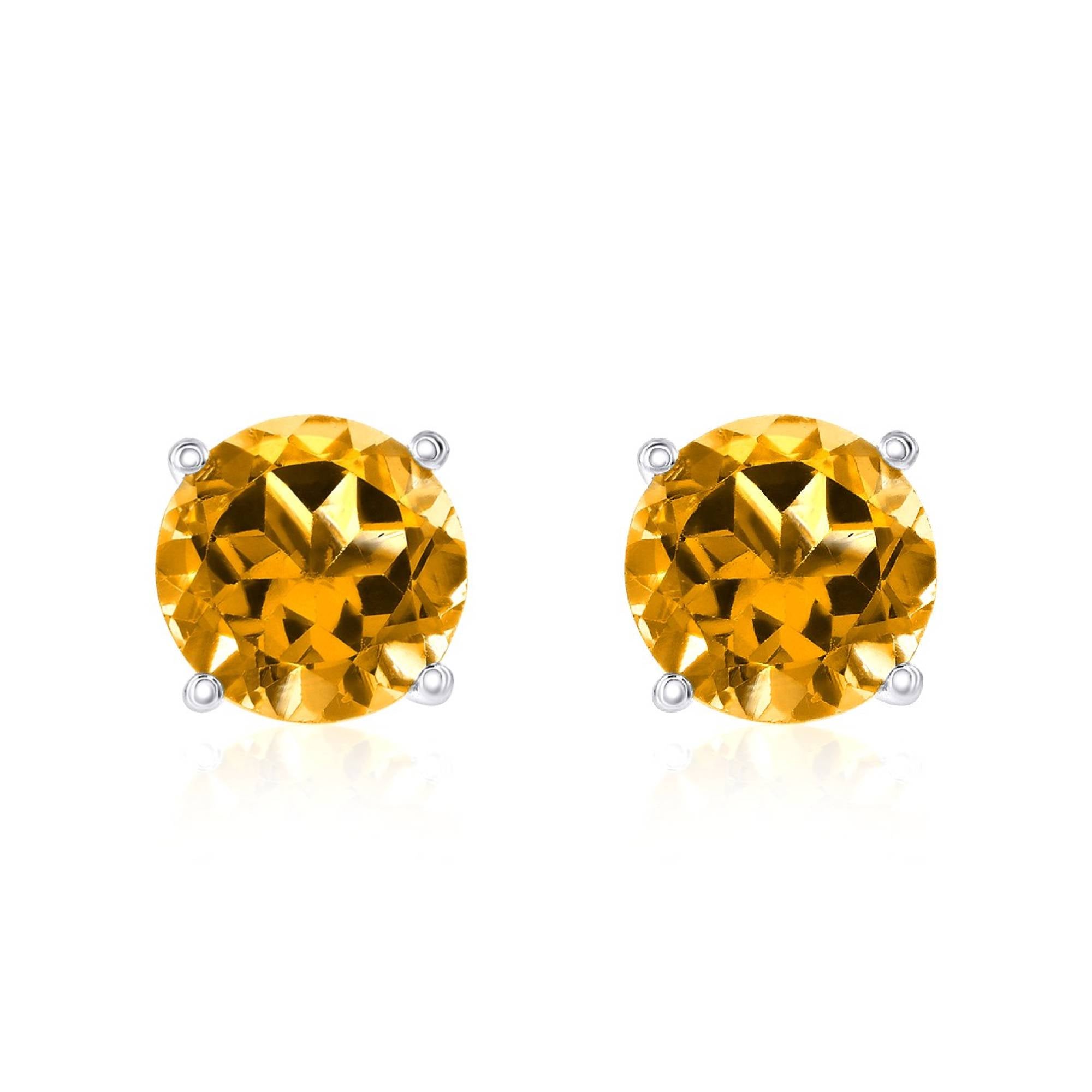 14k Gold Citrine Stud Earrings by Smyth Jewelers - 7mm Gemstones
