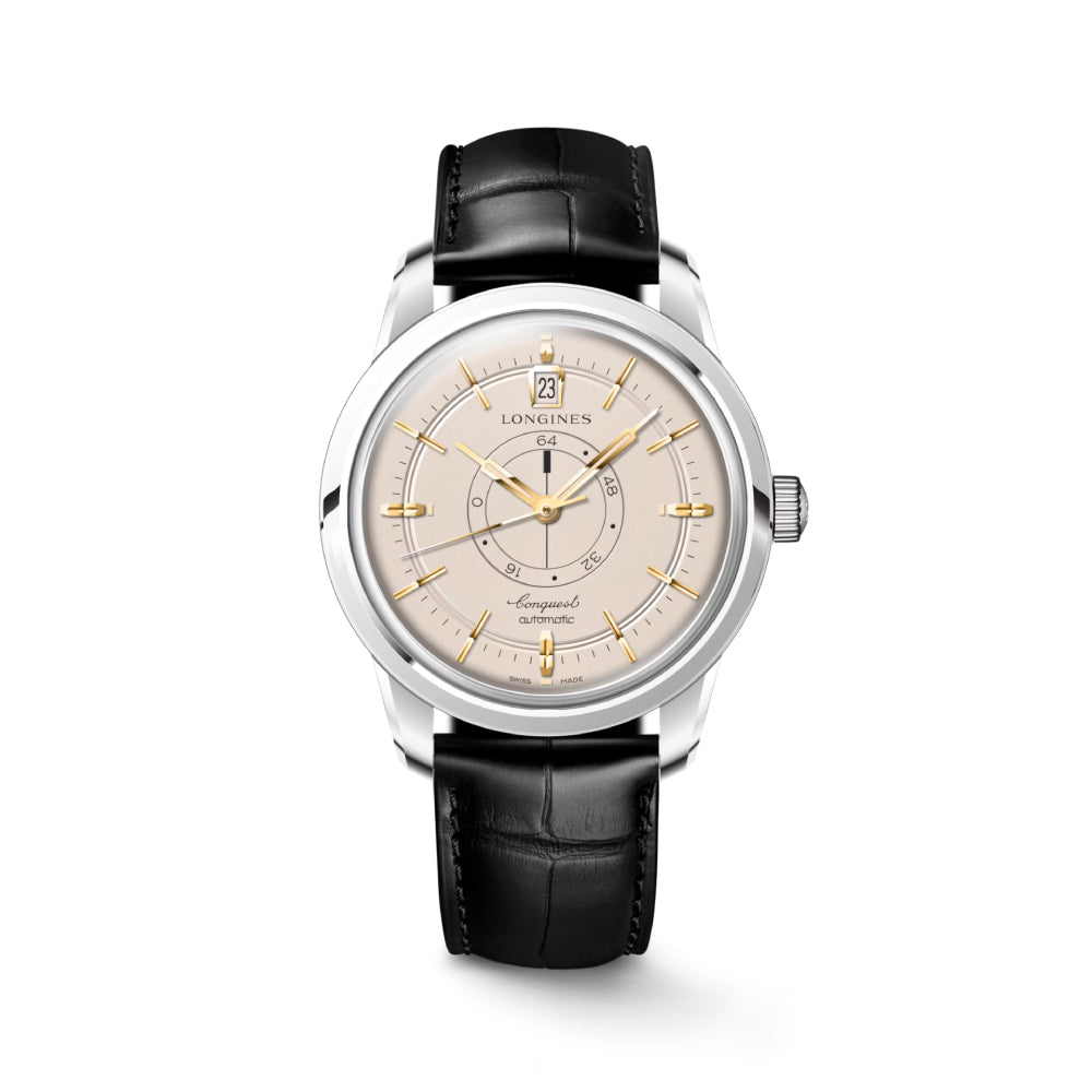 Longines Conquest Heritage Automatic Wristwatch with 38mm Case and Central Power Reserve Feature