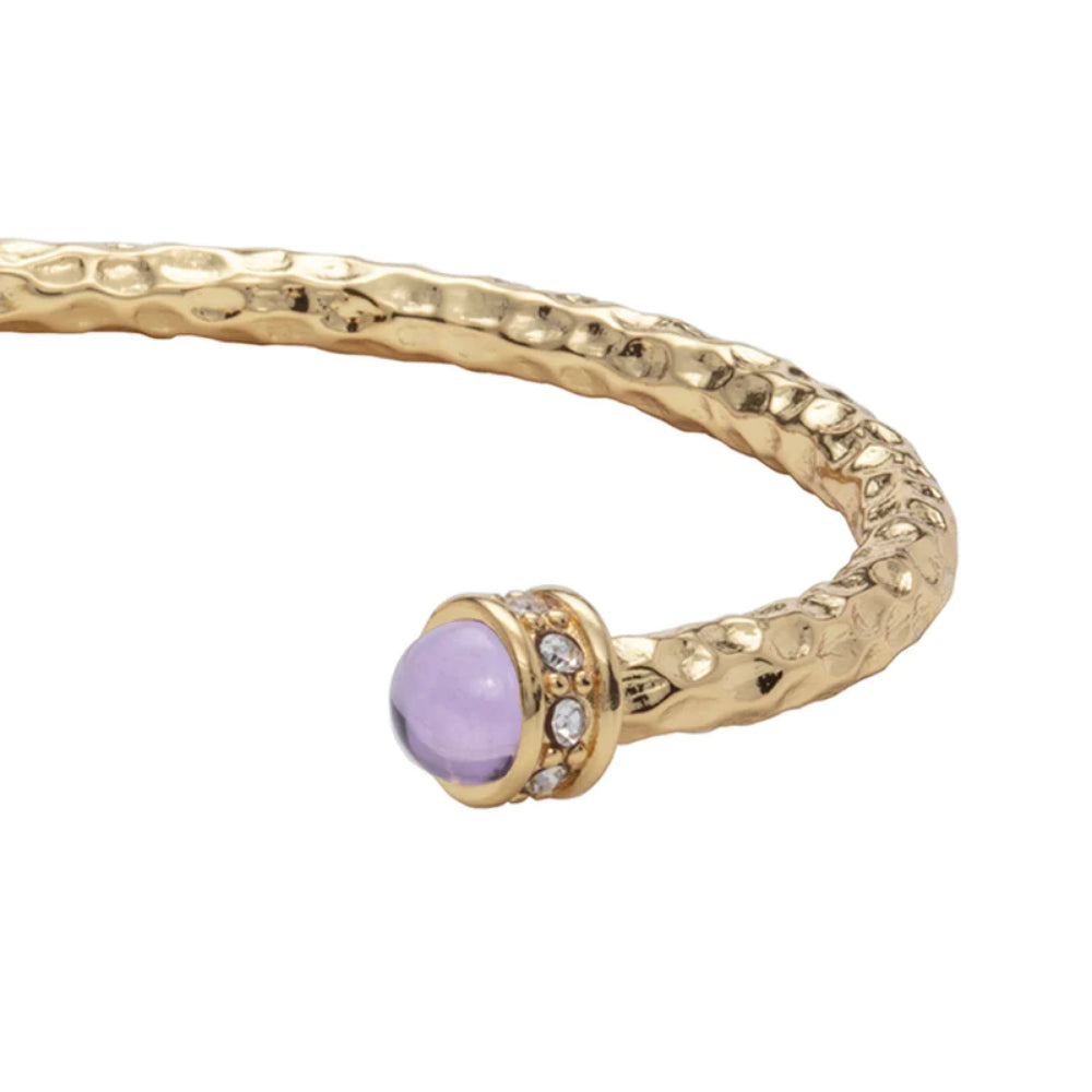 18ct Gold Plated Premium Brass Halcyon Days Hammered Torque Bangle