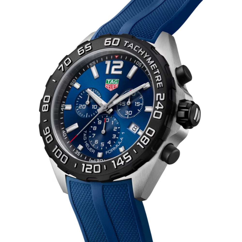 TAG Heuer Formula 1 43mm Blue Rubber Strap Chronograph Sports Watch
