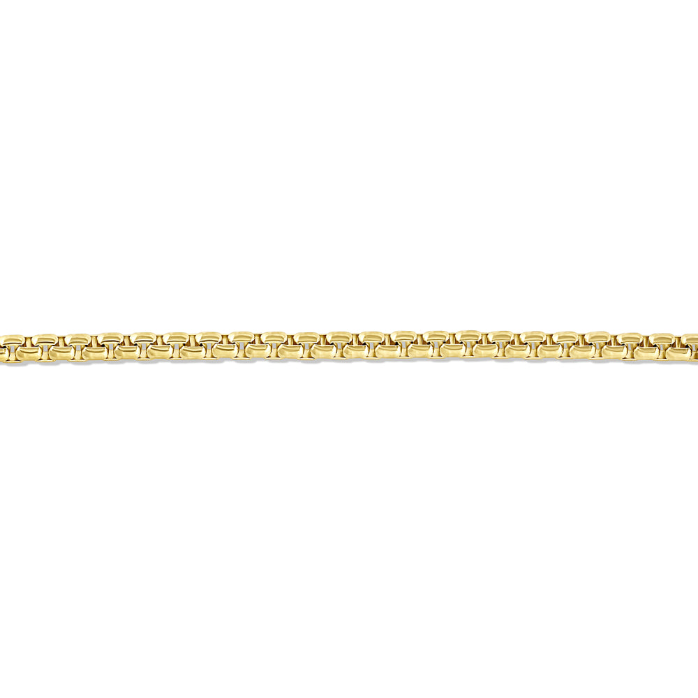 14k Solid Yellow Gold Round Box Chain Necklace with 4.0mm Width and 18-Inch Length